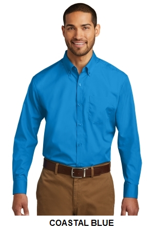 Port Authority Long Sleeve Carefree Poplin Shirt.  PORT A.  W100